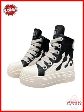 Unisex PU Leather High Top Platform Sneakers Chunky Heel Punk Street Shoes